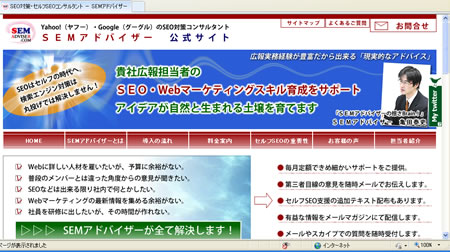 SEMアドバイザー公式のIEでの見え方